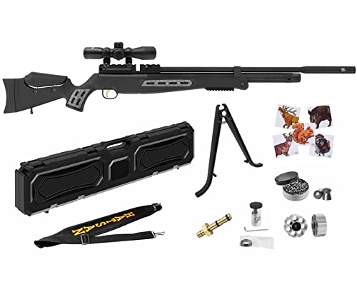 Hatsan BT 65 SL QE Big Bore Carnivore .35 Cal PCP Air Rifle w/Scope and 100 Paper Targets and 100x .35 Cal Pellets and Hard Case Bundle