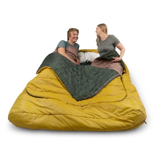 Image of Kelty Tru.Comfort Doublewide 20 Degree Sleeping Bag - Two Person Synthetic Camping Sleeping Bag for Couples & Family Camping | Wider Than a Queen Sized Bed, Removable Top Layer, 2 Built-in Blankets, Oversized Hood, Recycled Fabrics and Synthetic Fill
