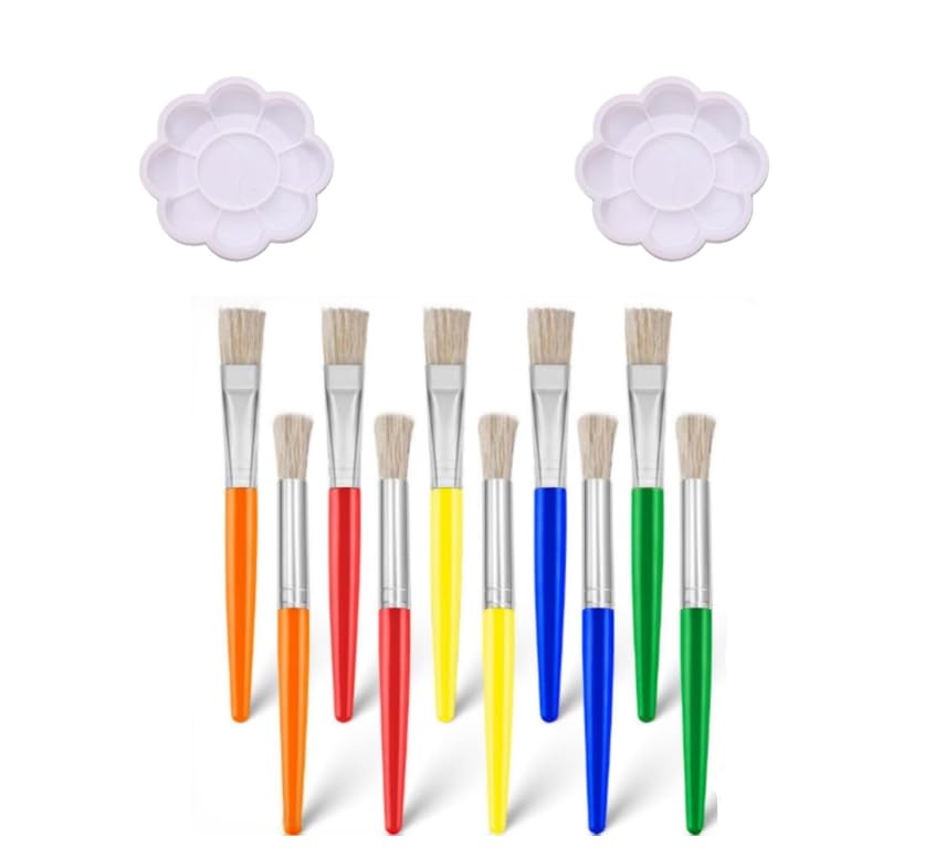 12PC Kids Paint Brush Set for Toddlers & Children - Multi-Color Art Supplies for Beginners