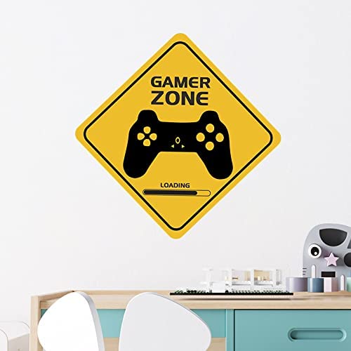 Señal para puerta o pared Gamer Zone – Pegatina vinilo tamaño 40 x 40 cm para decorar habitación niños y jugadores – Calcomanía de decoración tipo papel pintado – Poster gaming