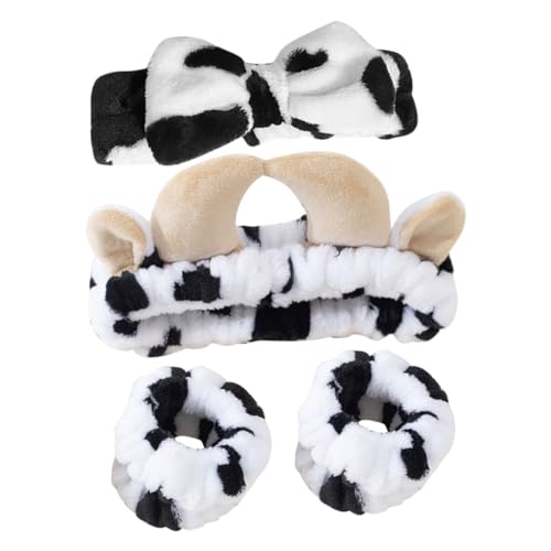 EPIGEIST 洗顔用ヘッドバンド 牛柄リボンヘアバンド レディース用スパヘアバンド 女性向け 洗顔メイクスキンケアシーン お風呂ヘアアクセサリー