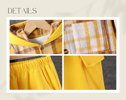 Image of OLMRJKD Toddler Baby Boy Clothes Plaid Long Sleeve Hoodie Sweatshirt + Pants 2pcs Boys Outfit Set