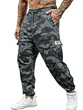 Hidkat Men's Camo Jogger Pants Military Army Combat Cargo Pants Leg-Bound Tapered Casual Camouflage Tactical Pants (US, Alpha, 3X-Large, Regular, Regular, Camouflage Grey)