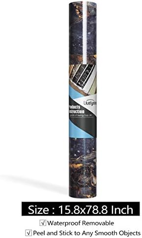 Livelynine Blue Gold Marble Contact Paper Self Adhesive Wallpaper Kitchen Worktop Covering Marble Effect Vinyl Wraps for Kitchen Counter Top Covers Table Desk Bathroom Vinyl Stickers 40CMX200CM