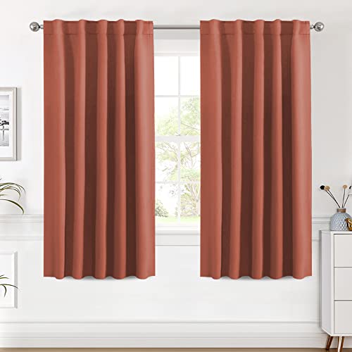 Image of H.VERSAILTEX Blackout Curtains Thermal Insulated Window Treatment Panels Room Darkening Blackout Drapes for Living Room Back Tab /Rod Pocket Bedroom Draperies (2 Panels, Orange, 42 x 63 Inch)