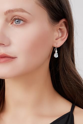 2.0ct Moissanite Stud Earrings, 925 Sterling Silver Teardrop Dangle Drop Earrings for Women Hypoallergenic, Women's Jewelry Gift2