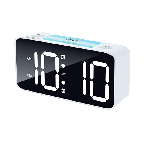 Image of Ajanta Digital Alarm Clock DA-155 White | RGB Table Clock with 15 Color Display | Night Light, 4 Dimmer Levels & Dual USB Charger Ports