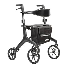 Drive Medical AeroCarbon Ultra-Lite Rollator, Strong Carbon Fiber Walkers for Seniors, Foldable Rollator Walker with Seat, Ultra Lightweight Rolling Walker, Just 11.5 Pounds, Black