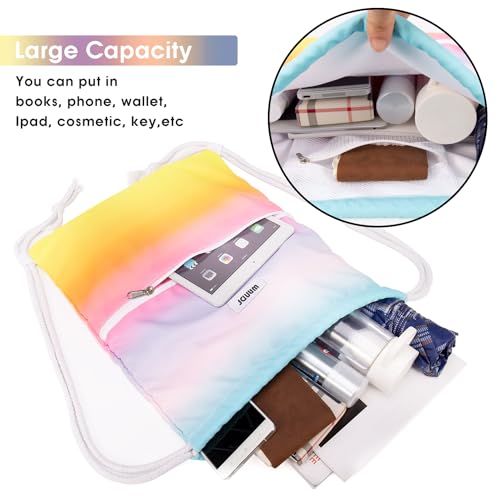 Image of WANDF Drawstring Backpack, Gym Sackpack for Sports (Rain bow) | Water-Resistant, Shopping, Yoga, Travel, Beach, Daily Carry