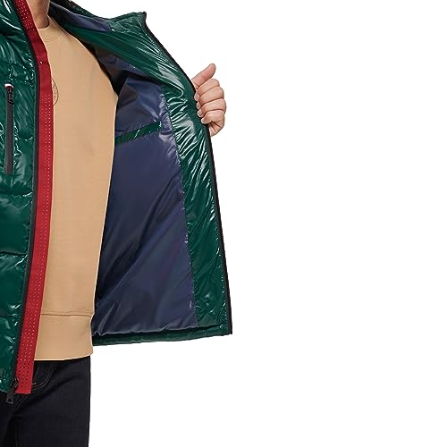 Image of Tommy Hilfiger Mens Tommy Hilfiger Men's Shiny Midweight Logo Puffer