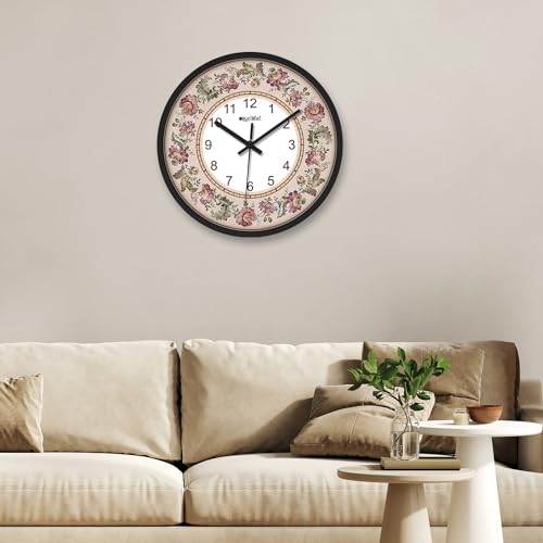 Image of Olive Tree Wall Clock 12 inch Decorative Plastic Wall Clock TIK-Tok Movement Classic Clock Battery Operated Round Easy to Read for Room /Home /Kitchen /Bedroom /Office /School - 9056