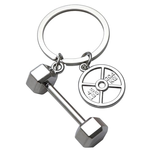 Llavero con mancuernas para hombre, llavero de mancuernas con temática de entrenamiento, llavero con mancuernas para fitness, llavero inspirado en el gimnasio, llavero de levantamiento de pesas con