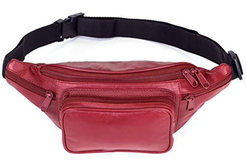 LEAS Gürteltasche Echt-Leder, rot Travel-Line