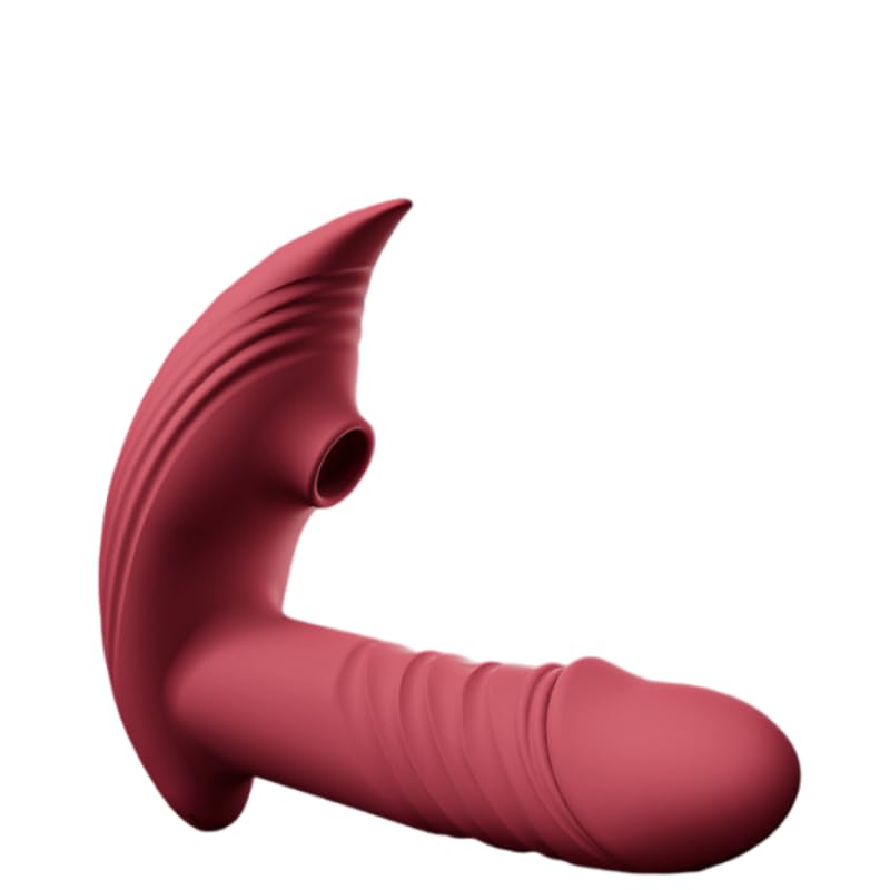Gode réaliste vibrant rouge haute performance avec succion télécommandée
