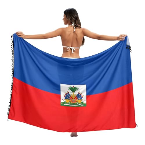 Paréo à franges pour femme, motif drapeau des Émirats arabes unis, paréo de piscine, paréo long pour femme, Drapeau Haïti, Medium
