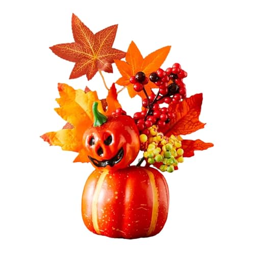 Sharplace Zucca Decorativa Finta Centrotavola con Foglie D'Acero E Zucca Ornamentale in Schiuma PVC Decorazione Autunnale per Tavolo Adatta per Cucina C, Style D