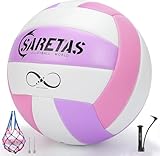 Saretas,Beach Volleyball Official Size Outdoor/Indoor,Colorful Soft Volley Balls for Girls Youth Teens Practice Volleyballs with Pump Needles for Backyard,Middle School Volleyball
