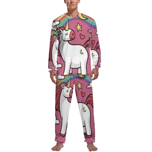 Ensemble de pyjama homme motifs lune et licorne, le cadeau de nuit idéal