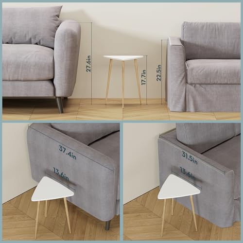 SAYGOER White Side Table Small Triangle End Tables Modern Narrow Sofa Table for Living Room Bedroom Small Space Unique Bedside Table,Medal Frame 13.5" W x 12.3" D x 17.7" H by SAYGOER - Image 4