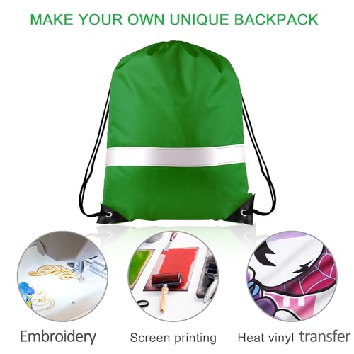 Image of KUUQA 22 Pcs Drawstring Backpack Bag Bulk Reflective Backpack String Bags Cinch Sack Backpack for Team Yoga Sport Gym Traveling (11 Colors)