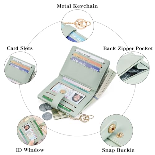 Image of Small Wallet Women Slim Bifold RFID Blocking PU Leather Card Holder Wallets with Change Pocket ID Window