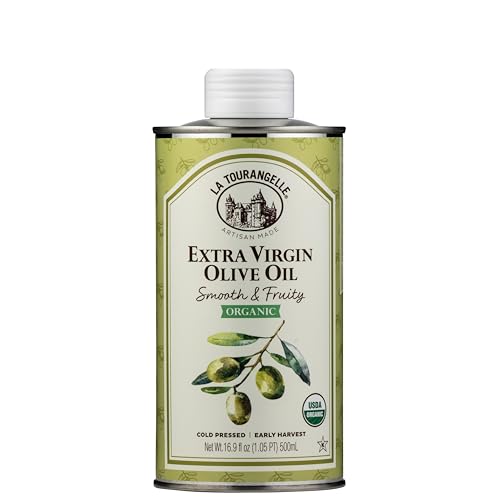 Image of La Tourangelle, Organic Extra Virgin Olive Oil, Cold-Pressed Early Harvest EVOO from Spain, Smooth & Fruity, 16.9 fl oz - Spanish with Polyphenols for Cooking, Drizzling, Marinades, and Dipping