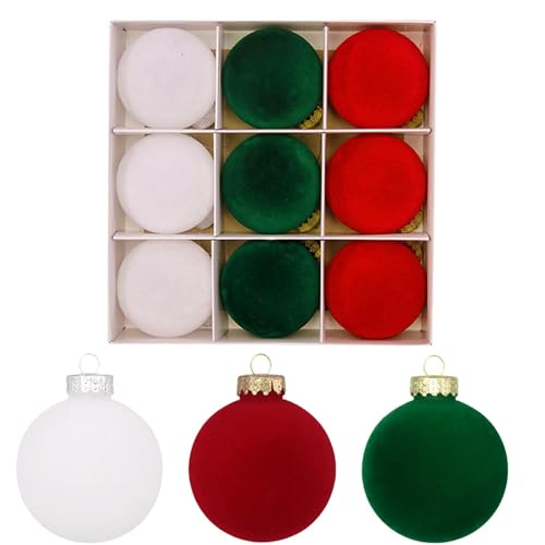 Bolas De Navidad,Bolas De Decoraciones De Navidad | 9X Colgante Bola De Flocado De Árbol Inastillable, Decoración Estacional De Celebración De Navidad para Techo, Chimenea