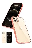 シズカウィル iPhone12 / iPhone12 Pro クリアケース ケース カバー サイドメッキ加工 クリア ケース ローズ×クリア 1個入り