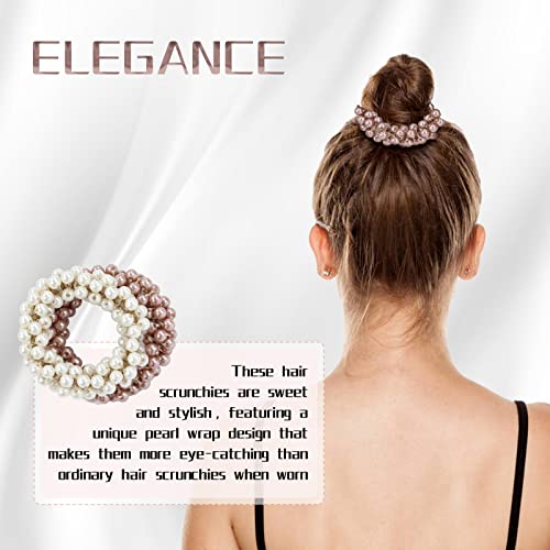 Dizila 10 Pack Stretchy Glitter Sparkly Pearl Hair Scrunchies Bands Beaded Hair Ties Elastics Ponytail Holders Fancy Hair Ropes Hairbands Accessories For Women Girls Multi-Colored #TOP1