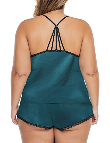 Image of Women Plus Size Pajamas Cami Shorts Set Nightwear Sexy Lace Lingerie Sleepwear