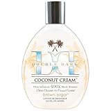 Brown Sugar Double Dark Coconut Cream Tanning Lotion, Ultra-Advanced 400X Black Chocolate Bronzer with Quadruple Coconut Cocktail & Argan Extracts, 13.5 Fl Oz