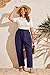 RITERA Plus Size Pants for Curvy Women Summer Palazzo Pants Dark Blue Wide Leg Drawstring Beach Flowy Harem Trousers Womens Casual Barrel Leg Pant Spring Vacation Lounge Pant with Pockets 2XL 18W 20W