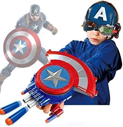 AMERTEER Captain America Shield Launcher Toy Gun - Roleplay Toy - Superhero Dress Up Costumes - Boy Role Play Toy