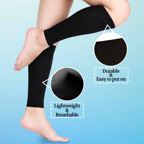 Image of Lin Performance 20-30 mmHg Medical Calf Compression Sleeve for Women and Men Lightweight Footless Socks for Travel Flight Daily Comfort