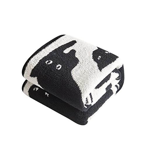 Cute Cat Pattern Blanket Ultra Soft Cozy Microfiber Knitted Throw Blanket Lightweight Fleece For Sofa Bed 51X63 Inches (Cat, Throw 51"X63") #TOP1