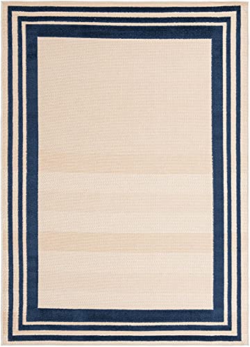 Rugs.com Aruba Outdoor Collection Rug – 6' x 9' Beige Low-Pile Rug Perfect for Any Outdoor Space, Bedrooms, Dining Rooms, Living Rooms