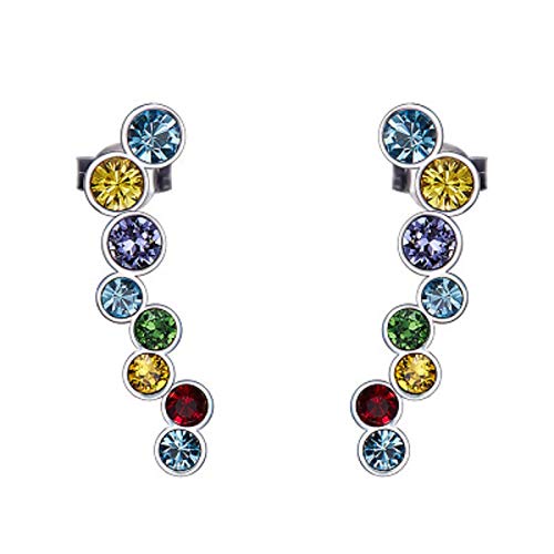 Boucles d'oreilles argent 925 anti-allergie puces rondes en cristal