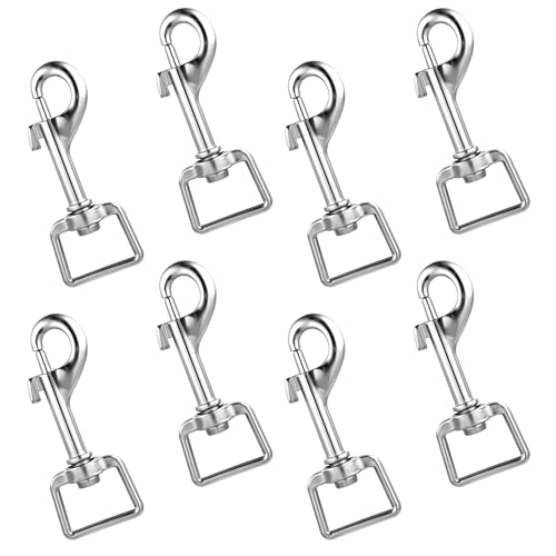 JIEYAO Lot de 8 mousquetons avec articulation pivotante - 66 mm - Mousqueton pour laisse de chien - En acier inoxydable - Mousqueton tourbillonnant pour collier de chien - Multifonction