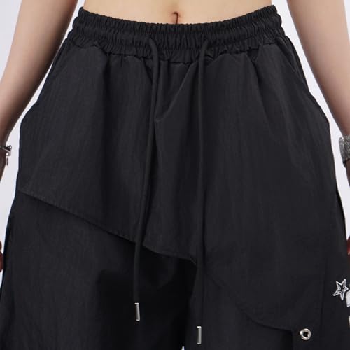 Women's Baggy Cargo Pants Casual High Waisted Wide Leg Drawstring Y2K Parachute Joggers Streetwear with Pockets3