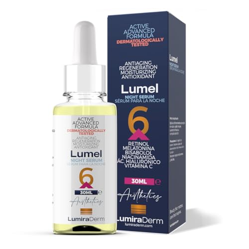 Lumel Sérum Noche 30ML Con Retinol, Melatonina, Bisabolol, Niacinamida, Ácido Hialurónico y Vitamina C. ANTIAGING | REGENERATION | MOISTURIZING | ANTIOXIDANT
