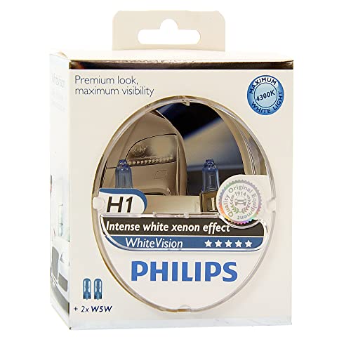 Price comparison product image Philips 12258WHVSM WhiteVision Halogen Headlamp Bulb H1 / W5W
