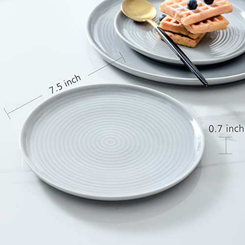 Hasense Porcelain 7.5 Inches Appetizer Plates Set Of 4, Salad Plates Ceramic Dessert Dishes For Pizza Pasta Maincourse, Microwave Dishwasher Safe #TOP1