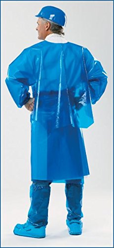 Vinyl Replacement Coverback Gown w/Elastic-Cuffs 4 mil Translucent Blue Large 45 inch Length, (Pack of 50) PolyConversions, Inc. 42850