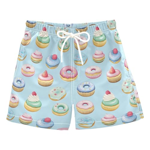 Donut Cake Boys' Swim Trunks Quick-Dry Fabric Lightweight & Breathable for Beach Pool