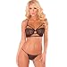 Pink Lipstick Women's 2 Piece Lace Strappy Bra and G-String Set, Black, Small/Medium