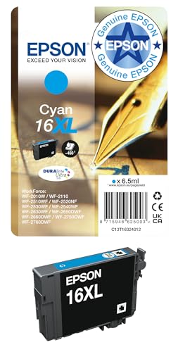 Epson 16XL Cyan Pen & Crossword High Yield Genuine, DURABrite Ultra Ink, XL High Capacity