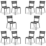 Mueblo Pack de 2 Sillas de Metal para Jardín Exterior y Terraza | Negro