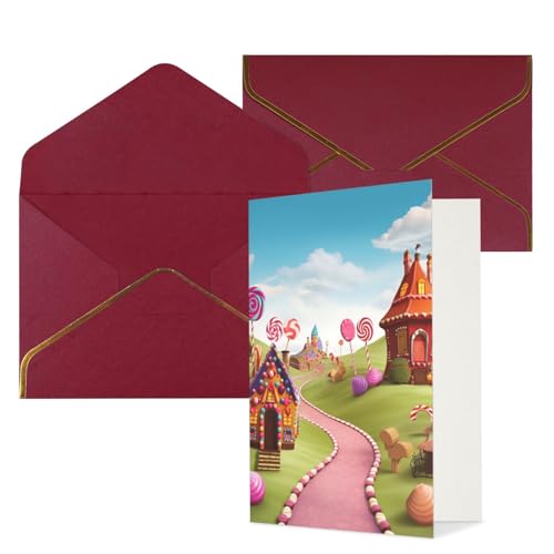 KKLWEGU candy Beautiful land グリーティングカード 封筒付き Thinking of You カード Happy Birthday 結婚式 招待状 空白のメモカード あらゆる機会用 4x6