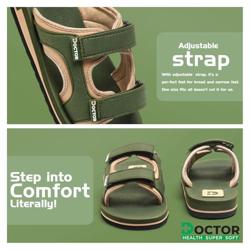Image of DOCTOR HEALTH SUPER SOFT Men's Casual Slippers with Soft Cushioned Sole, Double Strap with Toe Loop Design, Lightweight Anti-Slip Everyday Wear Slippers for Home and Outdoor Use