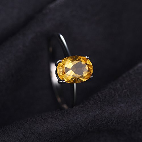 Jewelrypalace Class Natural Gemstone Citrine Birthstone Solitaire Engagement Rings For Women, Anniversary 14K Gold Plated 925 Sterling Silver Promise Rings For Her Size 7 #TOP2